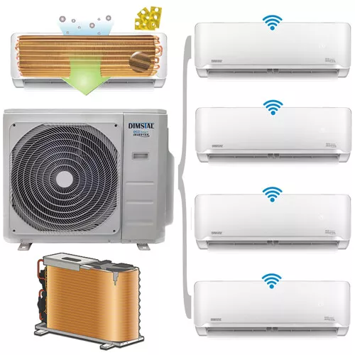 2x3,5 + 2x2,6kW Wifi Multi Split Climatisation Éco Quattro Climatiseur 36000BTU