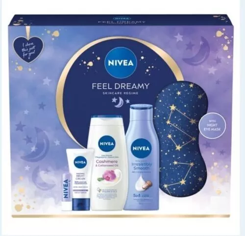 "NEU NIVEA Damen 5-teiliges Geschenkset 2023 Feel Dreamy Augenmaske & Nachtcreme Weihnachten"