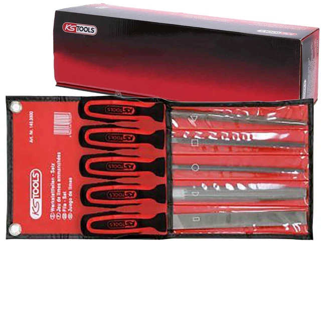 KS Tools Werkstattfeilen-Satz 5-teilig Piatte Semicerchio Triangolare Rund-Feile