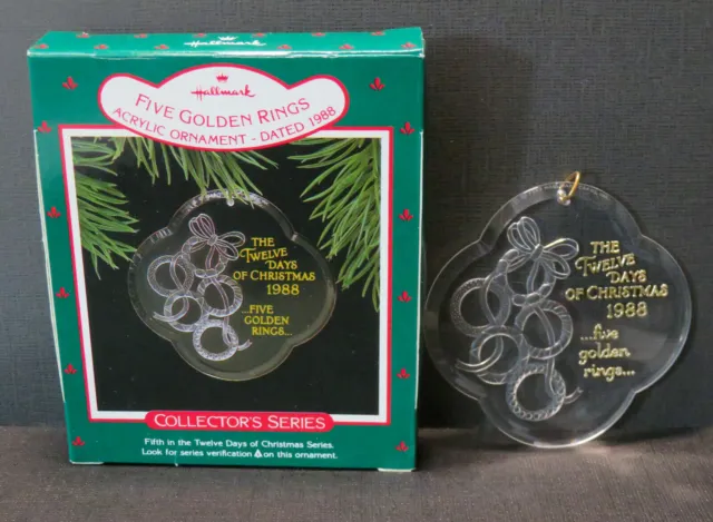 Hallmark Christmas Ornament Collector's Series Five Golden Rings 1988. NOS