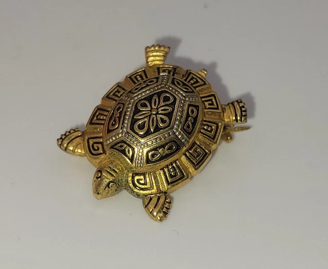 Broche éventail Vintage Or De Tolède - Fond Noir, Ancienne, Très Bon état