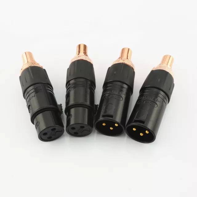 4PCS XLR Male Female to RCA Female Socket Adapter Gold Balanced Plug 2