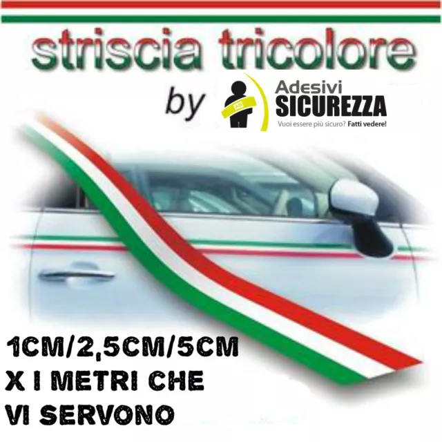 Adesivi striscia TRICOLORE Fascia bandiera Italiana 5cm x i metri che volete