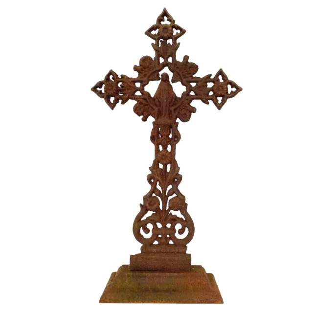 Cruz de pie cruz crucifijo iglesia altar hierro óxido 64 cm estilo antiguo