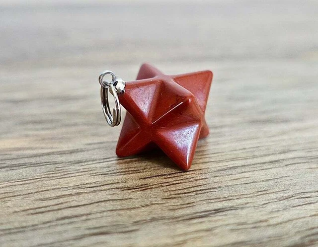 Merkaba Star Point Pendant Red Jasper Stone Healing Natural Rock Reiki Energy 2