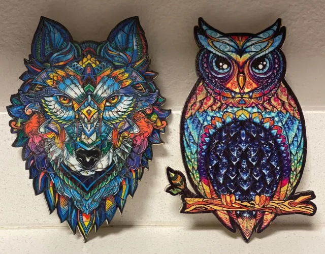 Unidragon Original Wooden Jigsaw Puzzles Majestic Wolf & Owl.