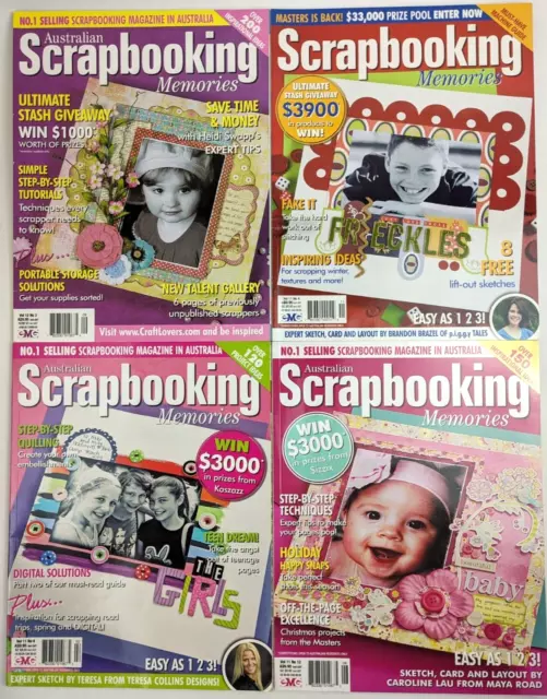 SCRAPBOOKING MEMORIES Magazine - Bundle of 4 - Volume 11 - No 4 8 12 Vol 12 No 3