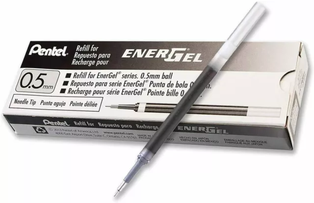 20 X Pentel LRN5 Roller Refill for EnerGel Gel Pen 0.5mm Metal Tip - Black Ink