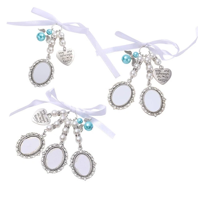 1Pc Bridal Bouquet Heart Photo Frame Memory Charm Wedding Party Heart Beads Gift