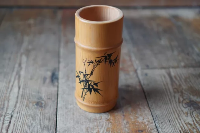 Vintage Chinese Bamboo Brush Pot Bitong Vase 2