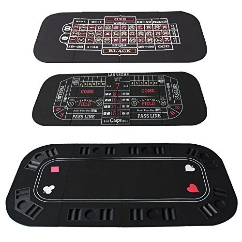 IDS 3-1 Folding Poker & Casino Table Top Roulette & Craps Black