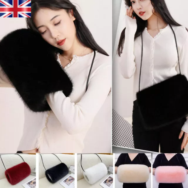 Women Men Luxurious Super Soft Faux Fur Muff Hand Warmer Winter Gloves Warm