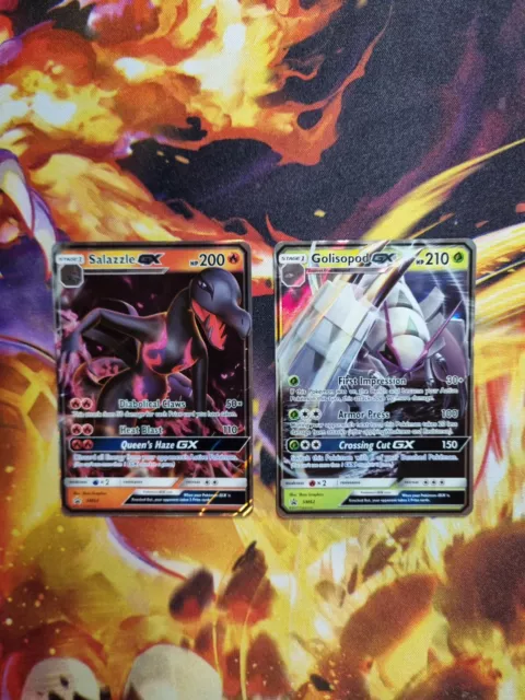 Pokemon Salazzle Gx Promo SM63/Golisopod GX SM62 halbe Kunst Holo neuwertig