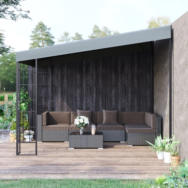 Outsunny Pergola 4 x 3 m Pavillon Gartenpavillon Überdachung Zelt Polyester