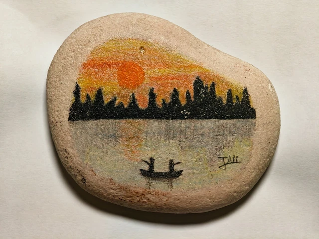 Decorazione Design Pietra Dipinta D'artista Fatta A Mano Hand Made Rock Painting