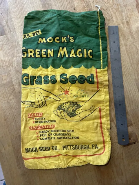 MOCK’S GREEN MAGIC Cloth 5lb. Grass Seed Bag - Vintage - Pittsburgh, Pa ...