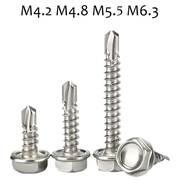 M4.2 M4.8 M5.5 M6.3 410 Stainless Steel Hex Head Self-Drilling Screws Tek