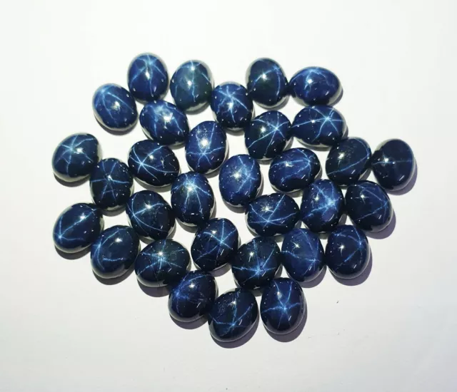 9 CT Natural Star Blue Sapphire Oval Cabochon Gemstone 3 Pcs 7*9 MM