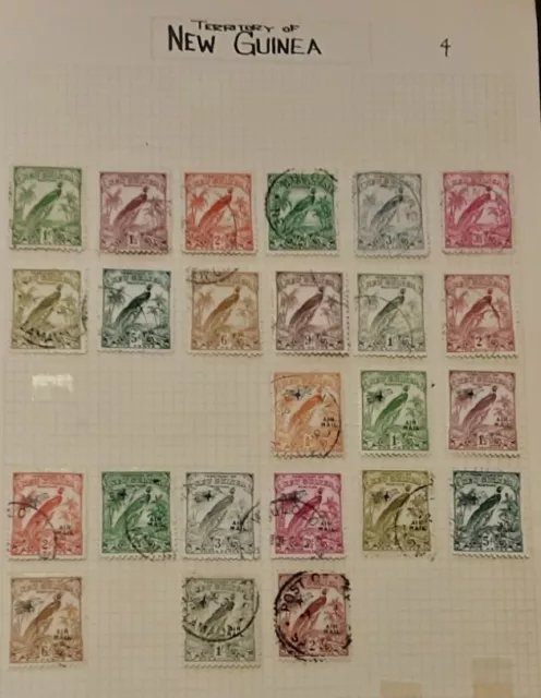 Stamps Territory of New Guinea Undated Birds on Old Album Page to 2/- Free Post