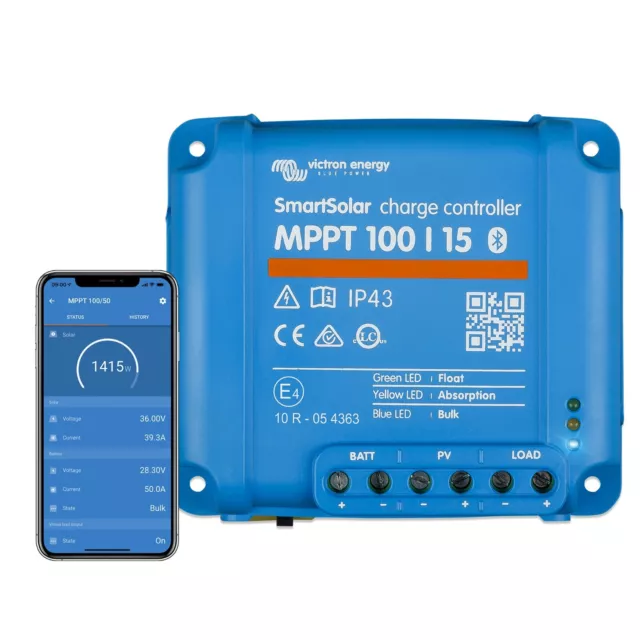 Victron SmartSolar MPPT 100/15 Laderegler 12V 24V Bluetooth (0% MwSt.*) 100V 15A
