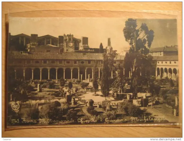 Italy Roma Chiostro E Giardino Michelangelo Garden Rome Latium Card Italie