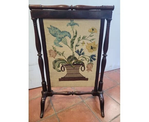 Pare-feu Ancien En Acier Noir – Protège-étincelles Pliable 58x41 Cm – Style Rétro Industriel
