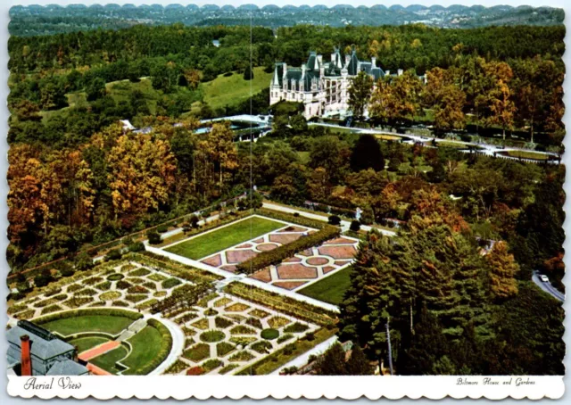 Postcard - Aerial View of Biltmore House and Gardens - Asheville, North Carolina