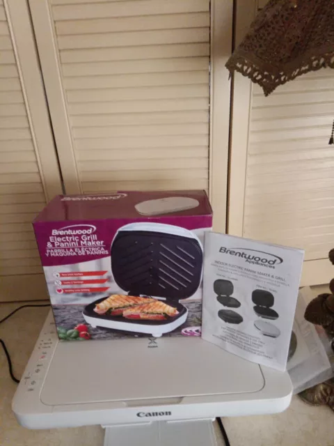 Brentwood Electric Grill & Panini Maker - White - NIB
