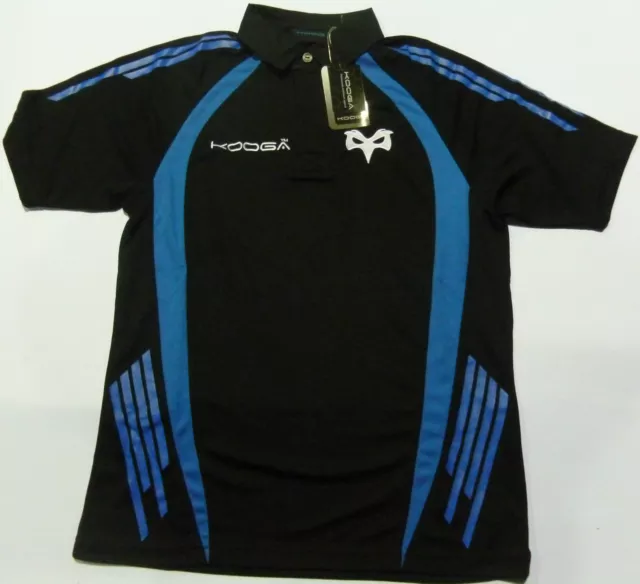 Kooga Ospreys Supporters Pro Tech Teamwear Rugby Polo-Black/Cyan