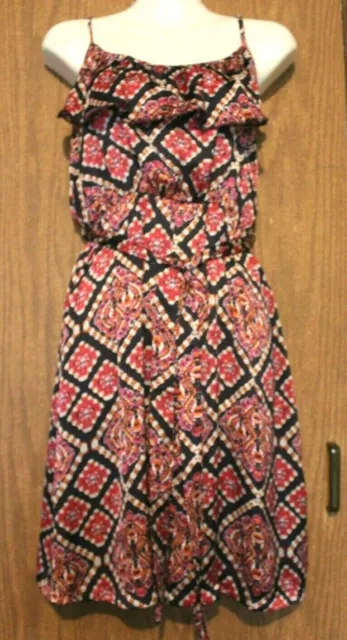Christin Michaels Polyester Multicolor Elastic Waist Short Tank Flared Dress S #