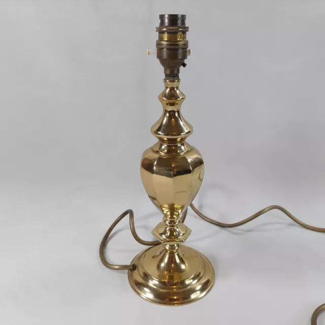 Table Lamp Brass Bedside Vintage Light Gold Coloured Cord Working 30cm