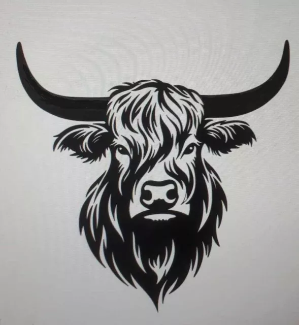 highland cow head decal vinyl wall art sticker graphic car van bonnet window