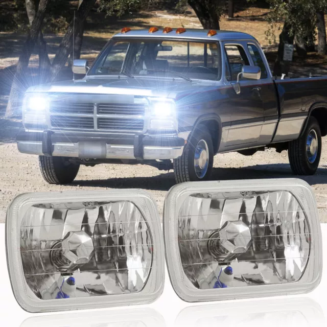 Pair 5x7" 7x6" 100W LED Headlights Hi/Lo Beam For Dodge D150 D250 D350 Ram 50 H4