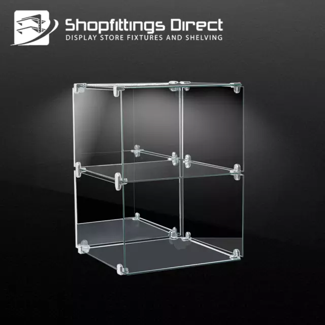 Small Display Case Cabinet Glass Cube Counter Top Showcase LED light CB2 mini