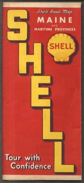 Shell Gasoline Road Map Maine & Maritimes 1939