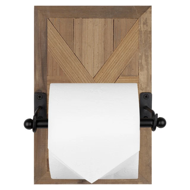 Autumn Alley Extra Large Rustic Farmhouse Barn Door Wooden Toilet Paper Holder