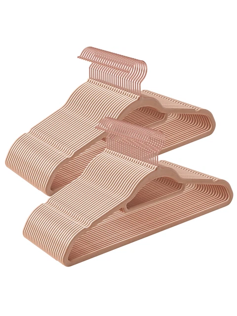 Set of 50 Non-Slip Velvet Hangers with Rose Gold Hooks,Space-Saving,Slim Design