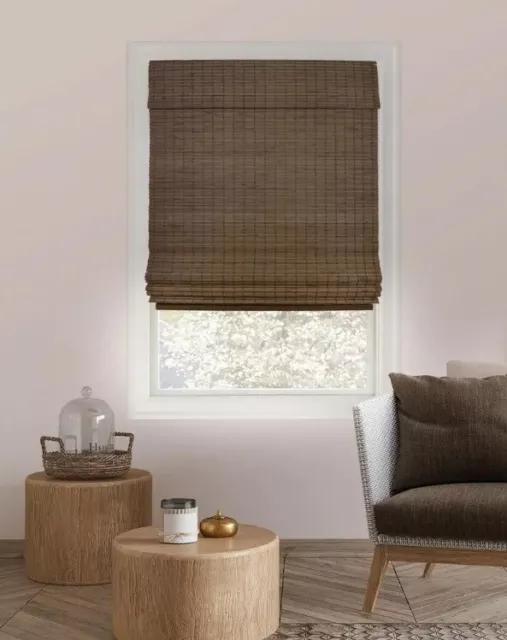 Chicology Cordless Blackout Natural Woven Bamboo Roman Shade - Moose