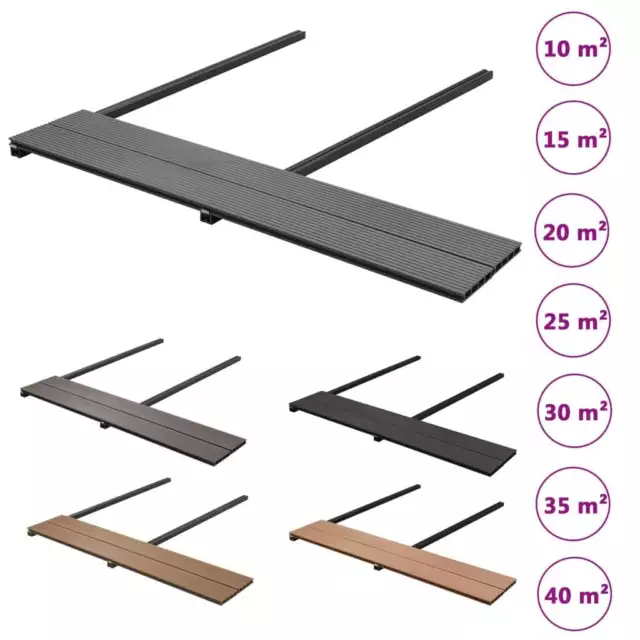 WPC Terrassendielen 4m Komplettbausatz Komplettset mehrere Auswahl vidaXL