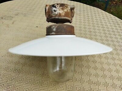 lampe de cour plafonnier en fer sans col de cygne, abat jour en plastique blanc