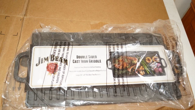 JIM BEAM Double Sided Cast Iron Griddle Black (JB0168) NEW