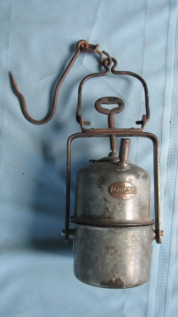 Steel Arras Brass Tagged Underground Miners Carbide Hand Lamp-French Mining Lamp