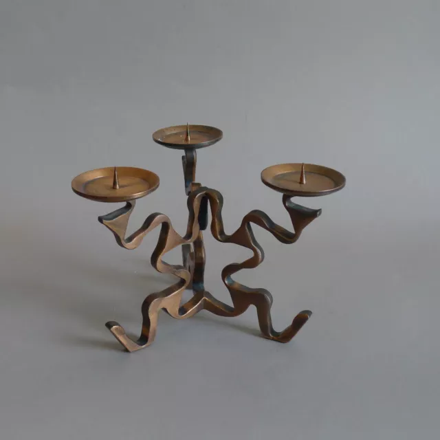 Brutalist Design Schwerer Skulptur-Kerzenleuchter Vintage 80er Keith Haring Stil