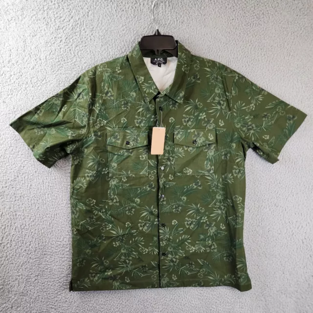 A.P.C. Chemisette Augustin Regular Fit-Button-up Shirt Men's L Forest Green S/S~