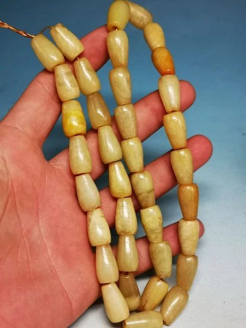 Elegant Old Hetian Jade Hand-carved Ancient Spiral Buddha Bead Necklace Y25
