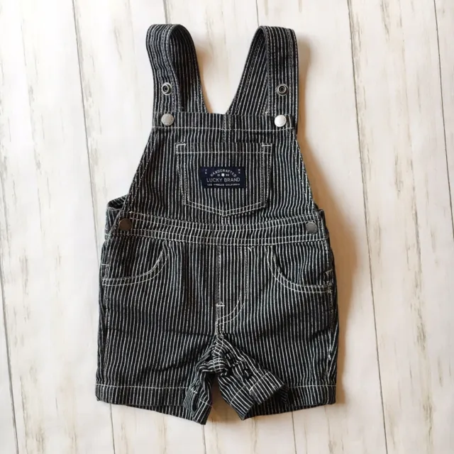 Lucky Brand Infant Boys Size 12 Months Black White Striped Overalls