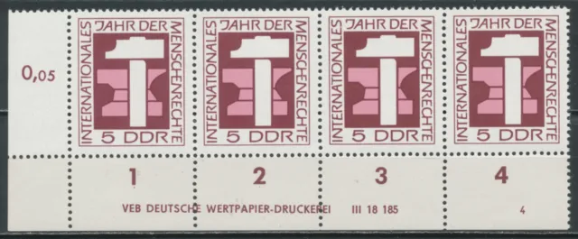 DDR 1968 Mi.-Nr. 1368 DV FN 4 (4er) Ecke Eckrand Druckvermerk postfrisch / **