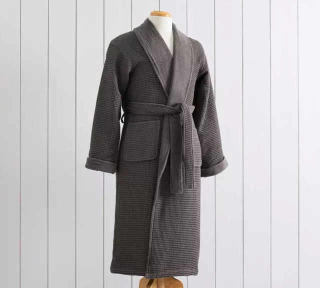 Men’s Pottery Barn Waffle Resort Spa  Quilted Robe (Charcoal) - Size XL