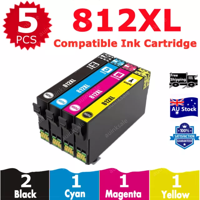 5x 812XL 812 XL Compatible Ink Cartridges For EPSON WF3820 WF3825 WF4830 WF4835