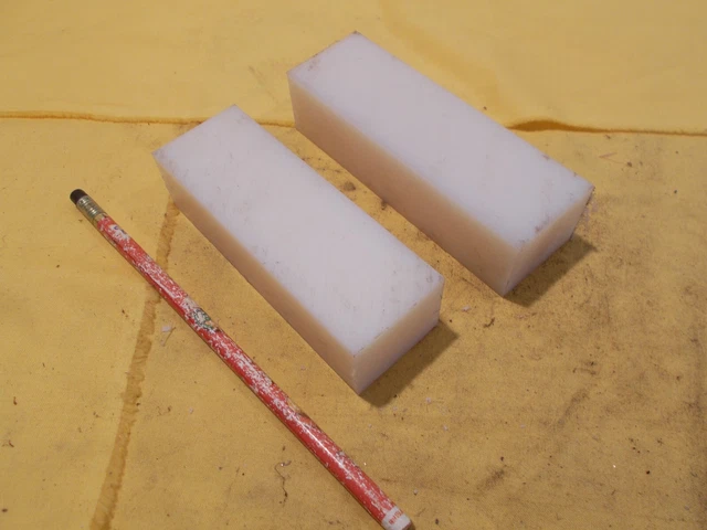 2 pc LOT  NATURAL NYLON BAR machinable plastic flat sheet stock 1 1/4" x 1 1/2"